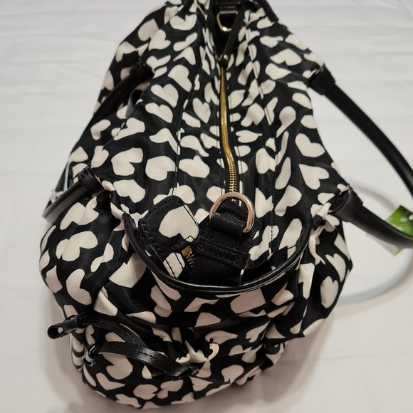 Kate Spade Stevie Baby Bag Black & White/Cream Hearts Renny Drive - Picture 4 of 11